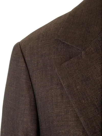Loewe Linen Single-breasted Tailored Jacket Jackets Brown
