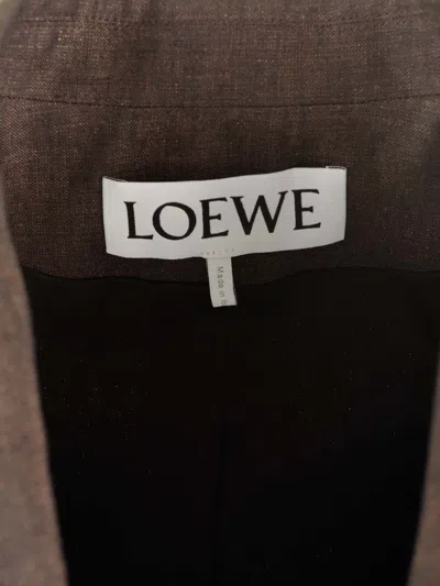 Loewe Linen Single-breasted Tailored Jacket Jackets Brown