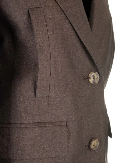 Loewe Linen Single-breasted Tailored Jacket Jackets Brown