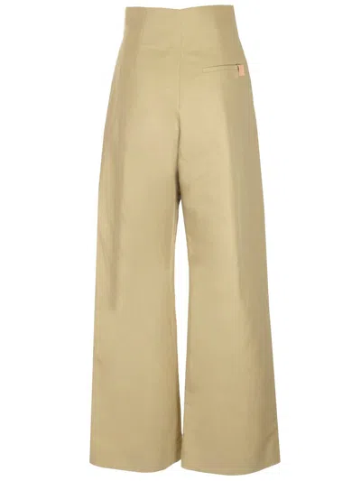 Loewe Linen Wide Leg Trousers Beige