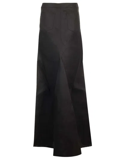 Rick Owens Linen Twill Long Skirt Jackets Black In Black