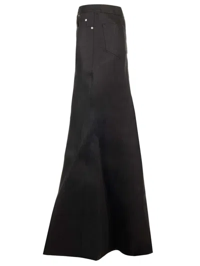 Rick Owens Linen Twill Long Skirt Jackets Black In Black