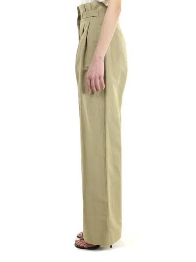 Loewe Linen Wide Leg Trousers Beige