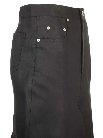 Rick Owens Linen Twill Long Skirt Jackets Black In Black