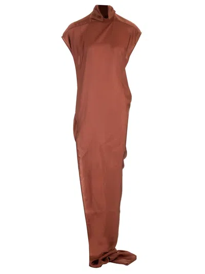Rick Owens Button High-necked Sleeveless Dress In Brown