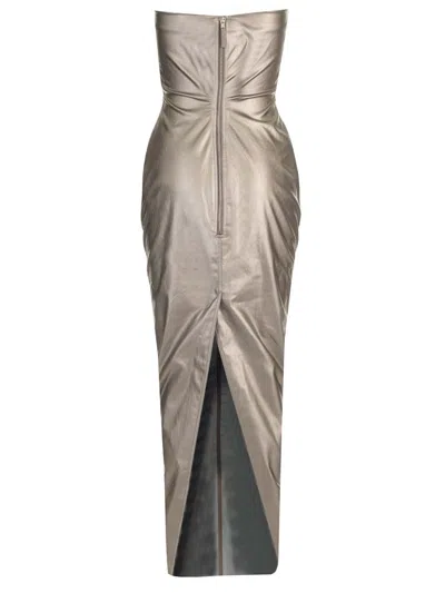 Rick Owens Long Denim Dress Athena Dresses Silver In Neutral