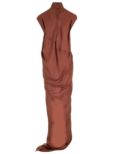 Rick Owens Button High-necked Sleeveless Dress In Brown