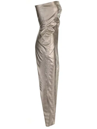 Rick Owens Long Denim Dress Athena Dresses Silver In Neutral