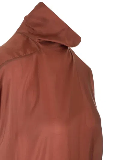 Rick Owens Button High-necked Sleeveless Dress In Brown