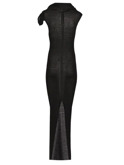 Rick Owens Long Dress In Light Wool Jackets Black In Black