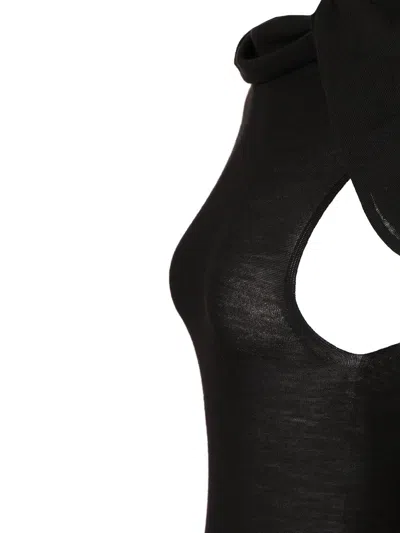 Rick Owens Long Dress In Light Wool Jackets Black In Black