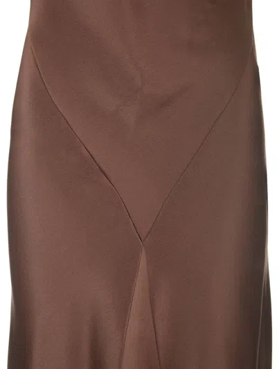 Loewe Long Scarf Dress In Silk Satin Dresses Brown In Brown