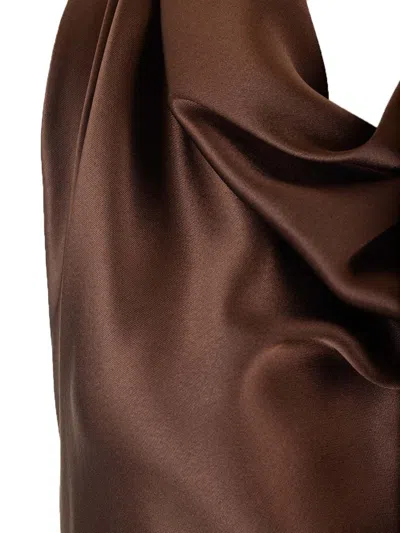Loewe Long Scarf Dress In Silk Satin Dresses Brown In Brown