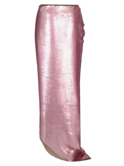 Rick Owens Long Skirt In Silk Chiffon With Sequins Skirts Rose In Pink