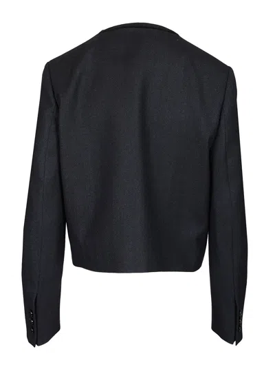 Blazé Milano Maine Shamo Velvet-trimmed Wool Jacket In Black
