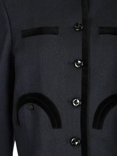 Blazé Milano Maine Shamo Velvet-trimmed Wool Jacket In Black