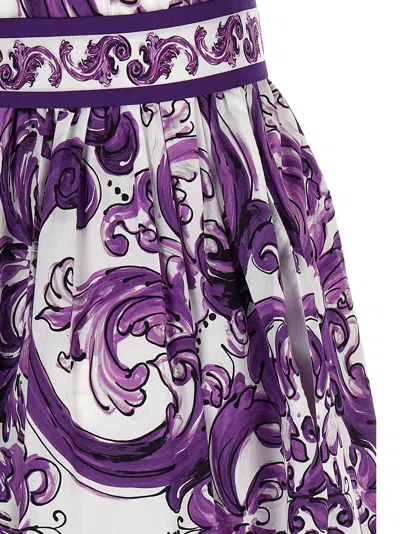 Dolce & Gabbana Collar Dress With Waist Knot And Majolica Print