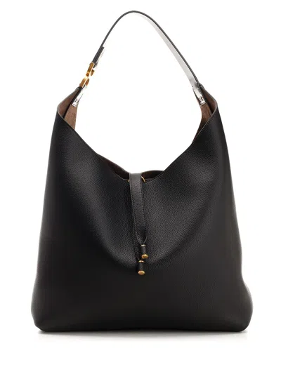 Chloé Marcie Hobo Bag In Grained Leather In Black
