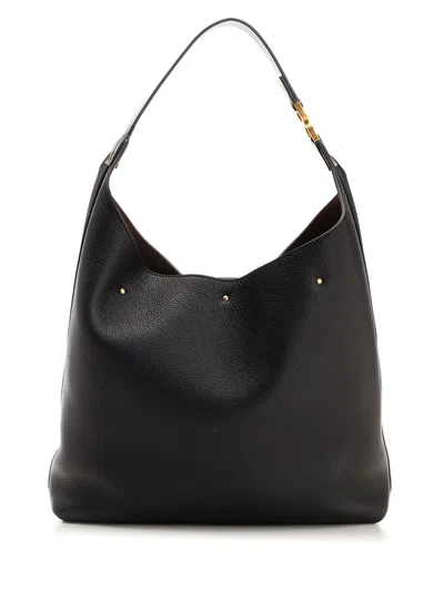 Chloé Marcie Hobo Bag In Grained Leather In Black