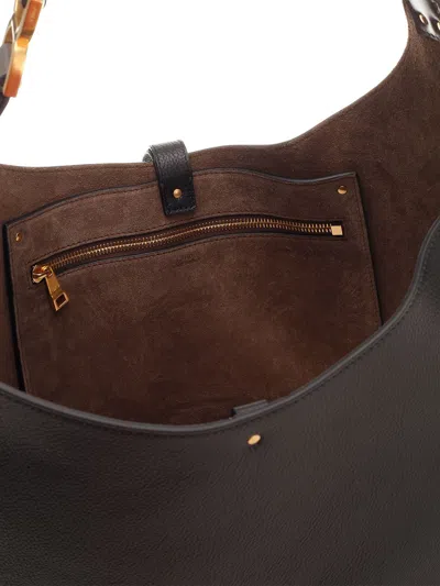 Chloé Marcie Hobo Bag In Grained Leather In Black