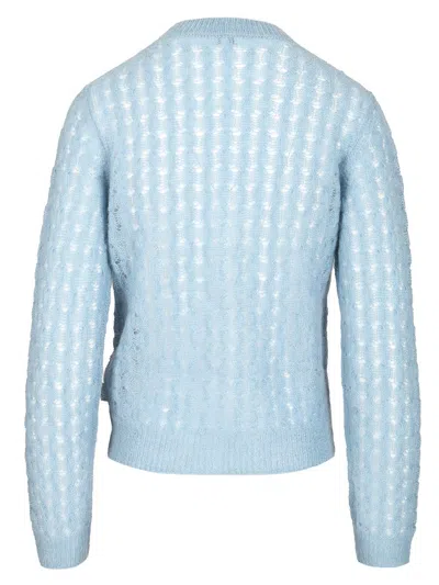 Loewe Mohair And Wool Blend Sweater Knitwear Light Blue In Blue