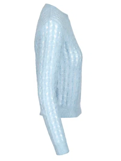 Loewe Mohair And Wool Blend Sweater Knitwear Light Blue In Blue
