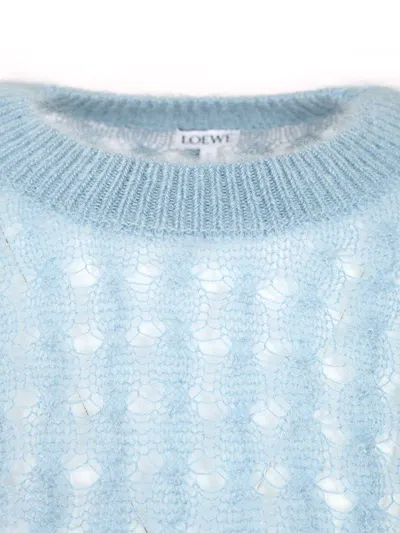 Loewe Mohair And Wool Blend Sweater Knitwear Light Blue In Blue