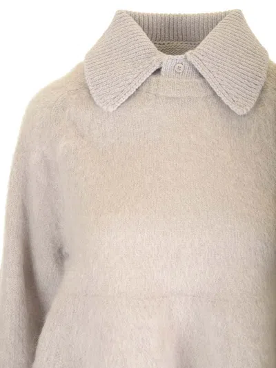 Loewe Mohair Sweater Knitwear Grey In Gray