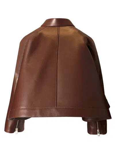 Loewe Nappa Leather A-line Jacket Jackets Brown