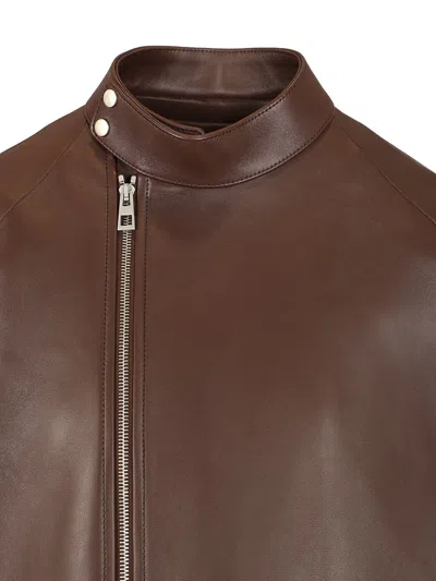 Loewe Nappa Leather A-line Jacket Jackets Brown