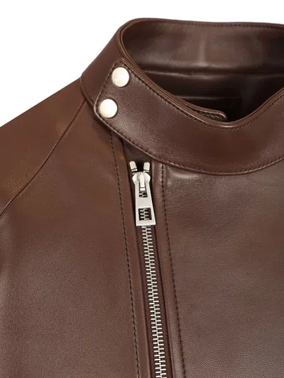 Loewe Nappa Leather A-line Jacket Jackets Brown