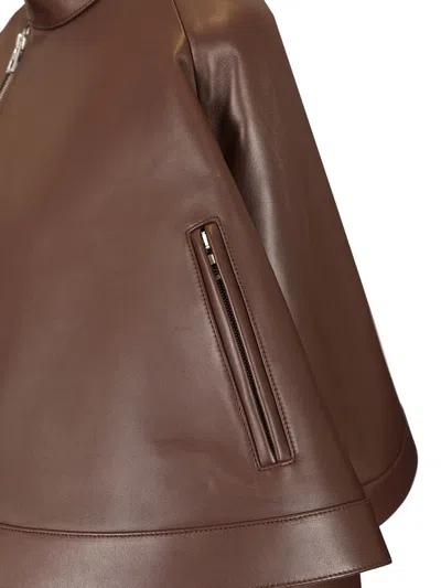 Loewe Nappa Leather A-line Jacket Jackets Brown