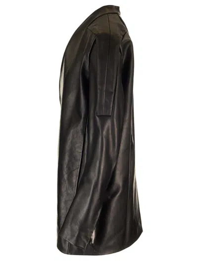Rick Owens Womens Black Officer Two-slip-pockets Relaxed-fit Leather Jacket In Black