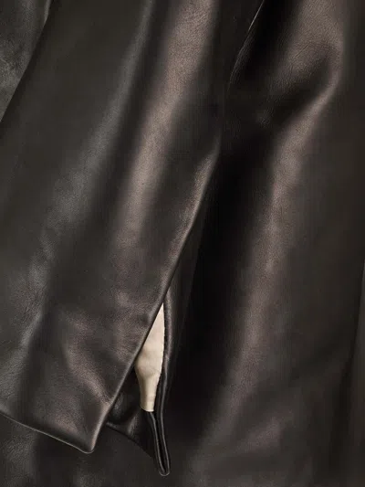 Rick Owens Womens Black Officer Two-slip-pockets Relaxed-fit Leather Jacket In Black