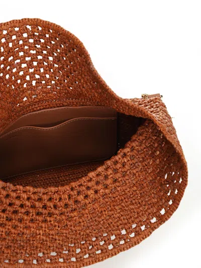 Loewe Medium Ola Shoulder Bag In Raffia And Calfskin
