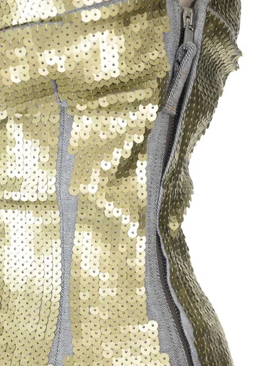 Rick Owens One-sleeved Top With Sequins Tops Yellow In Green