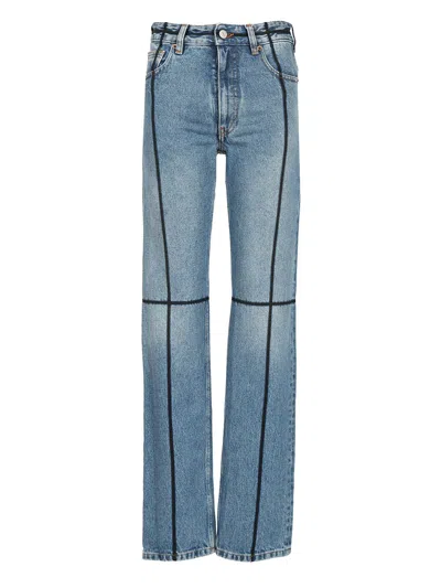 Mm6 Maison Margiela Straight-leg Jeans With Straps Embellishments In Blue