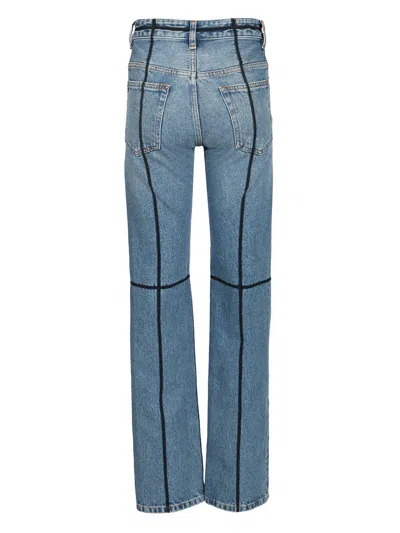 Mm6 Maison Margiela Straight-leg Jeans With Straps Embellishments In Blue