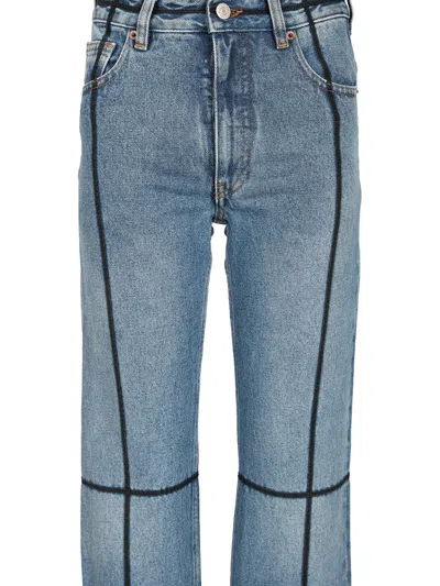 Mm6 Maison Margiela Straight-leg Jeans With Straps Embellishments In Blue