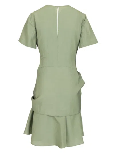 Loewe Pebble Dress In Viscose And Linen In Green