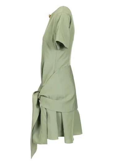 Loewe Pebble Dress In Viscose And Linen In Green