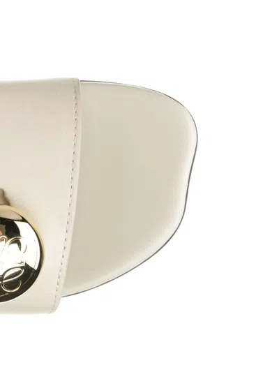 Loewe Pebble Leather Slides Gold-tone Embellishment In White