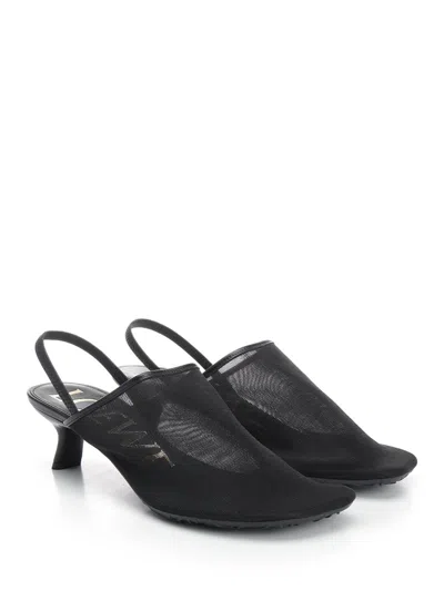 Loewe Petal Mesh Slingback Heel Sandals