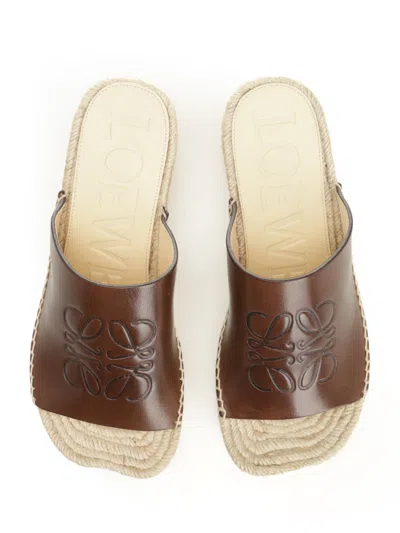 Loewe Petal Platform Espadrilles In Vegetable Tanned Calfskin Sandals Brown