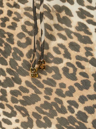 Ganni Animal Print Scoop Neckline Floor-length Dress