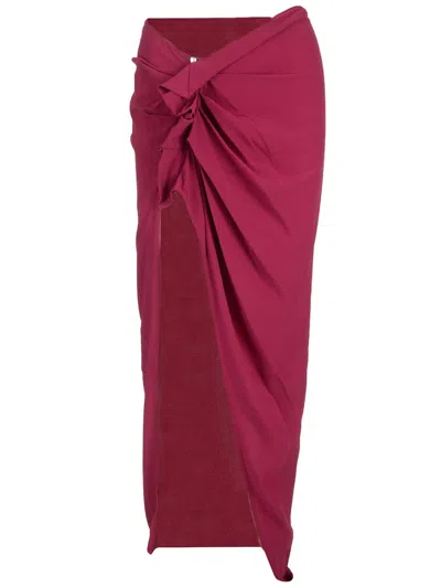 Rick Owens Red Silk Jersey Skirts Rose In Red