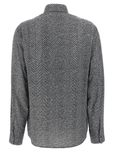 Ermanno Scervino Herringbone Shirt Adorned With Rhinestone Details