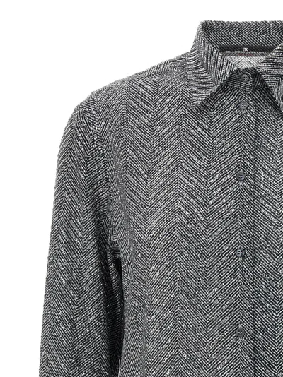 Ermanno Scervino Herringbone Shirt Adorned With Rhinestone Details