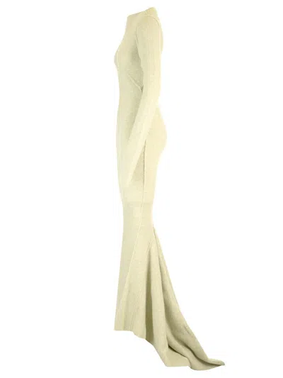 Rick Owens Ribbed Knit Mermaid Dress Dresses Green In Green