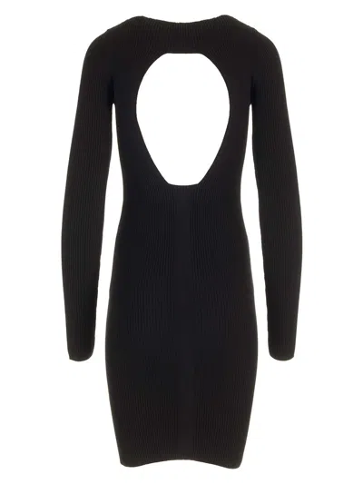 Rick Owens Wool Sheath Dress With Cut-out In Black
